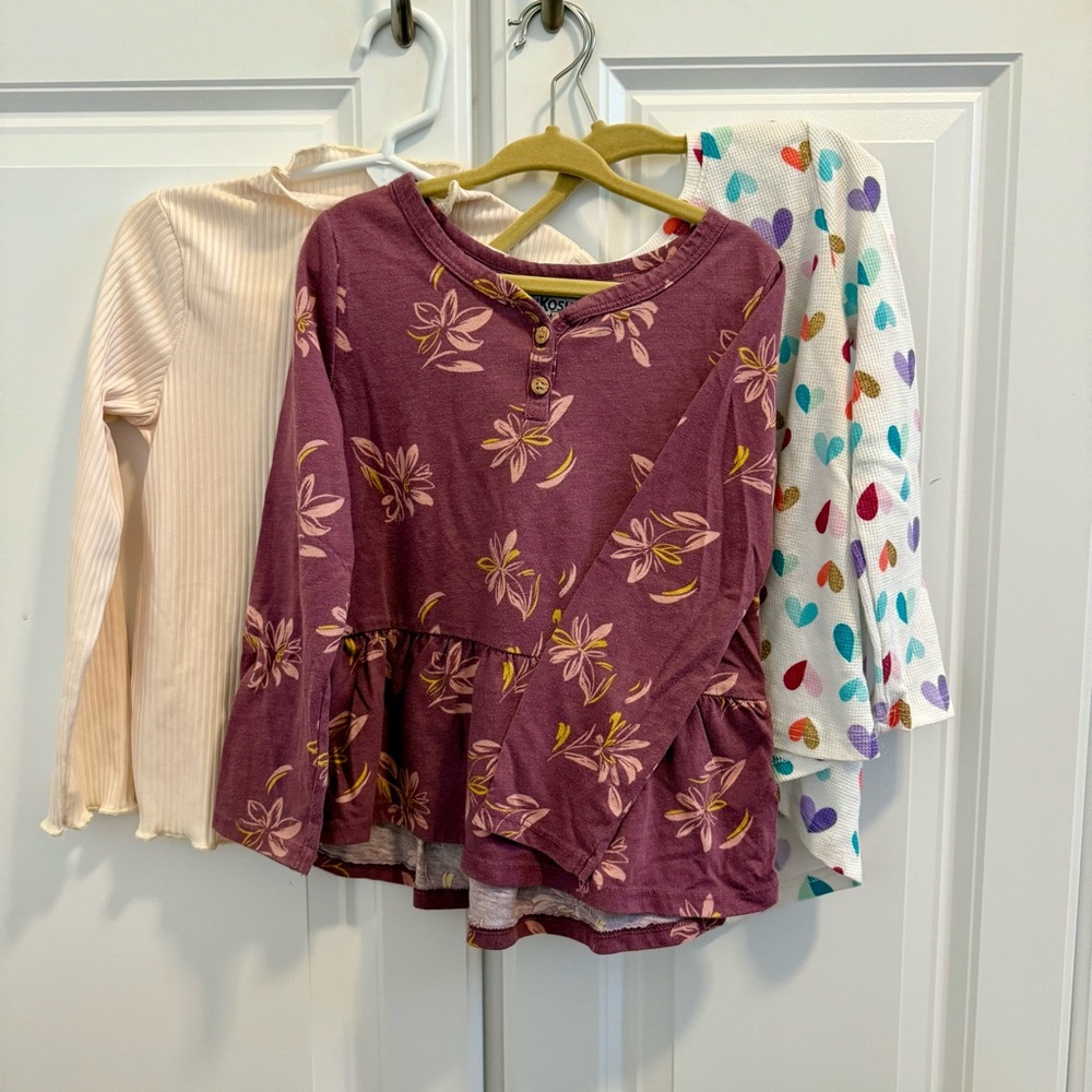 OshKosh B'gosh Girls' Long Sleeve Floral Top - Purple and Yellow